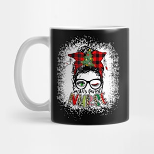 Santa's Favorite Nurse Christmas Mom Messy Bun Merry Nursing Mug